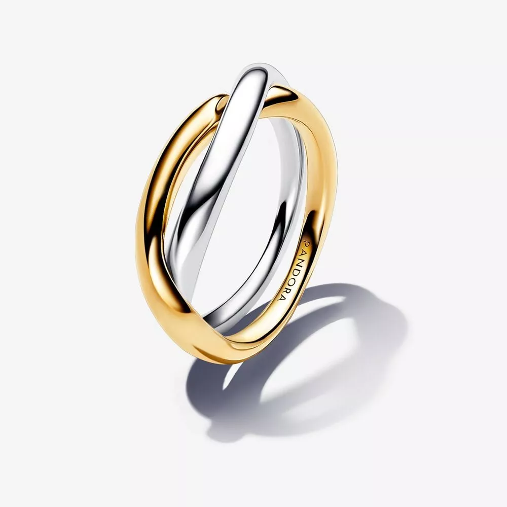 anillo pandora bandas entrelazadas en dos tonos 163262c00