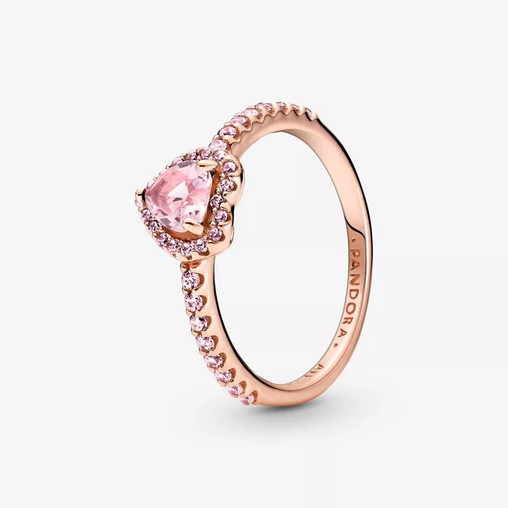 anillo pandora corazón brillante elevado rosa 188421c04