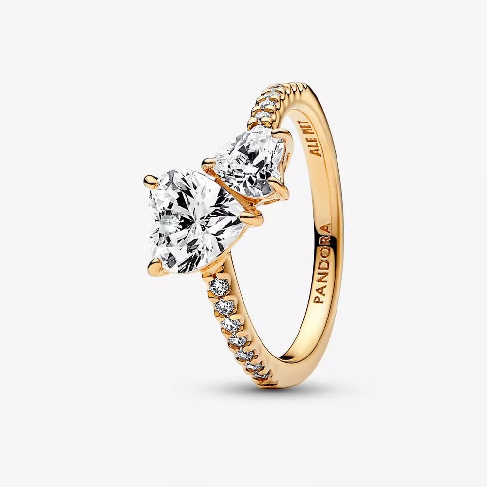 anillo pandora corazón doble brillante 161198c01