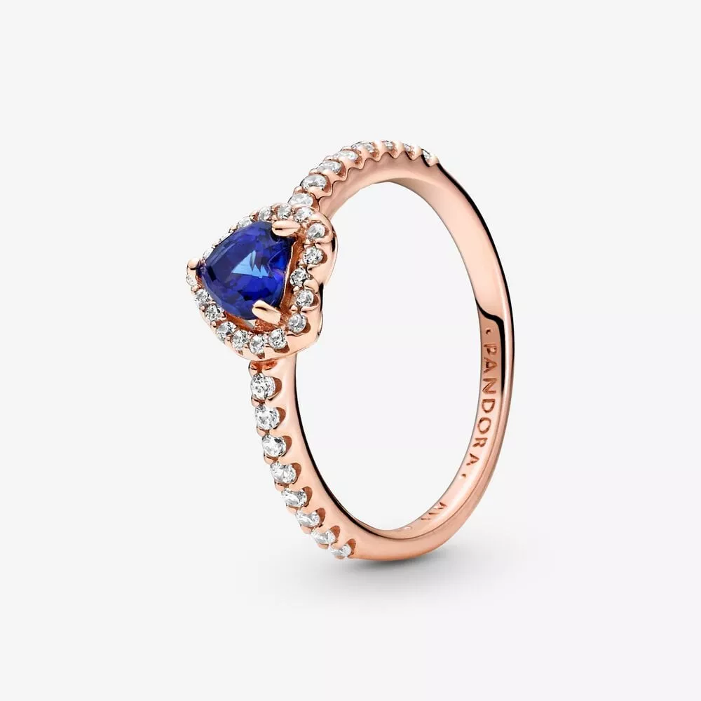 anillo pandora corazón en relieve azul brillante 188421c01