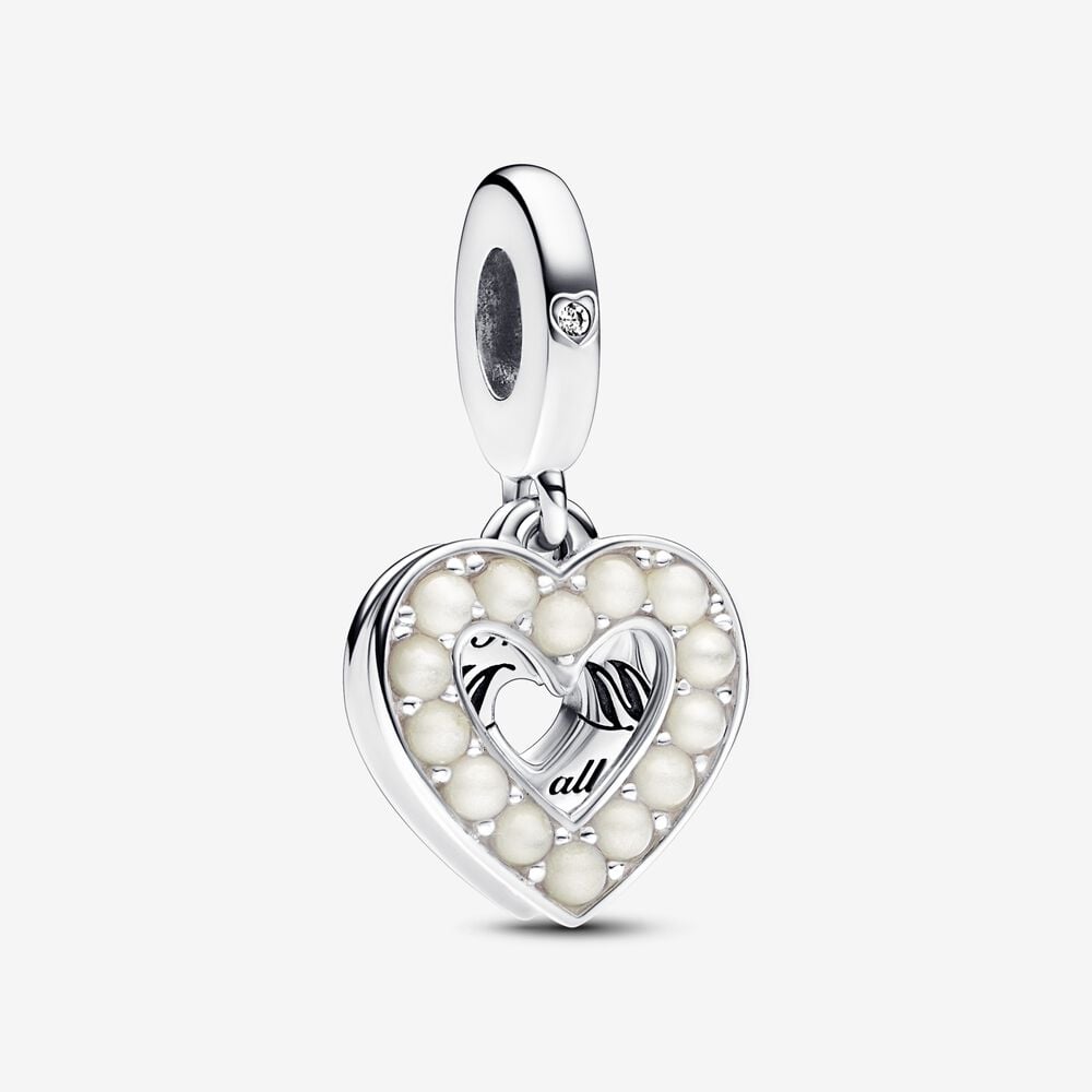 charm colgante pandora doble corazón blanco anacarado 792649c01