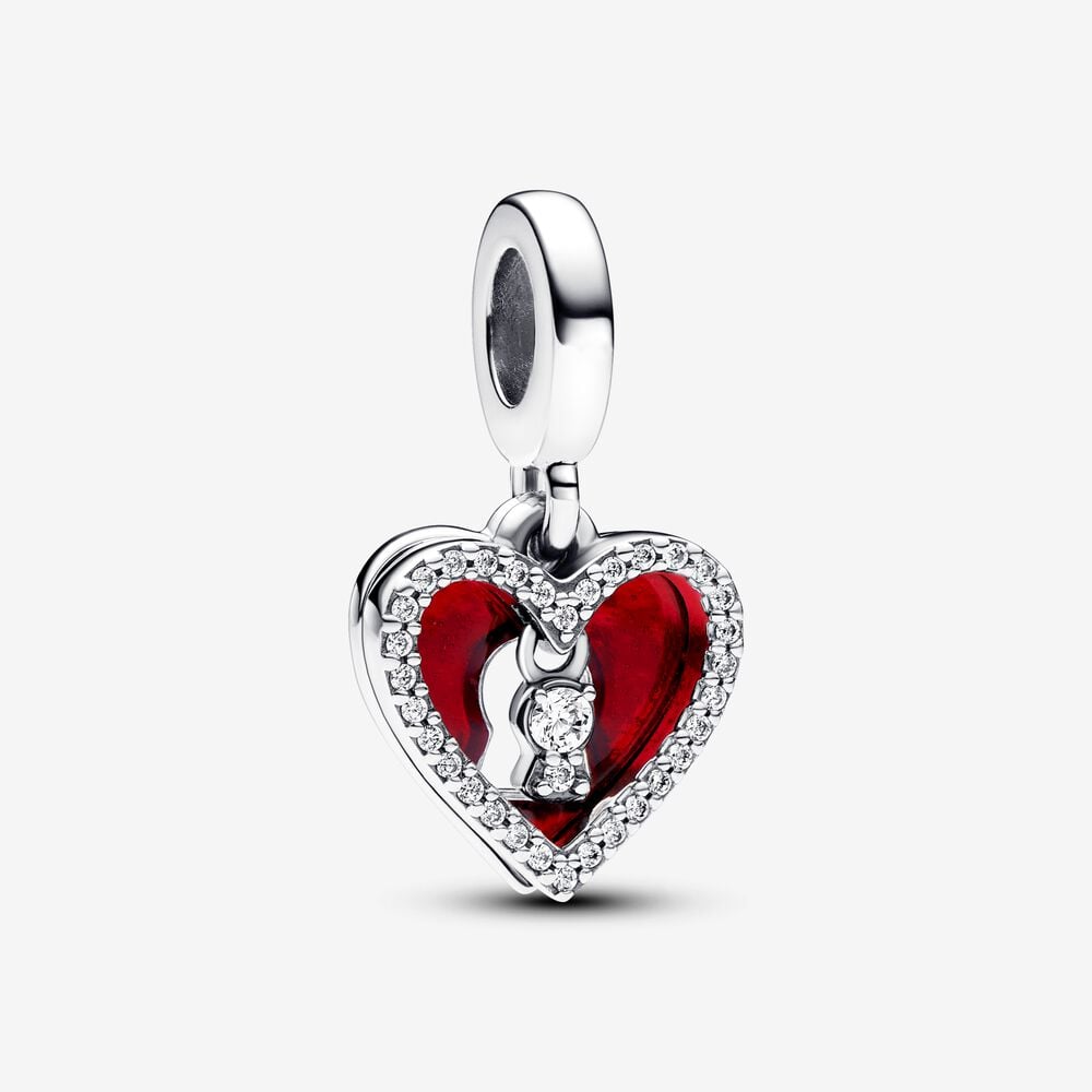 charm colgante pandora doble corazón rojo y cerradura 793119c01