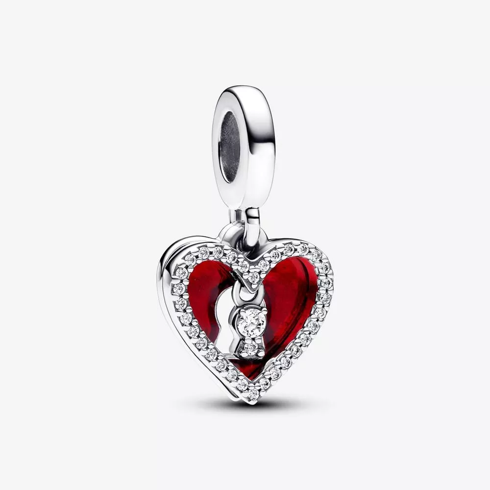 charm colgante pandora doble corazón rojo y cerradura 793119c01