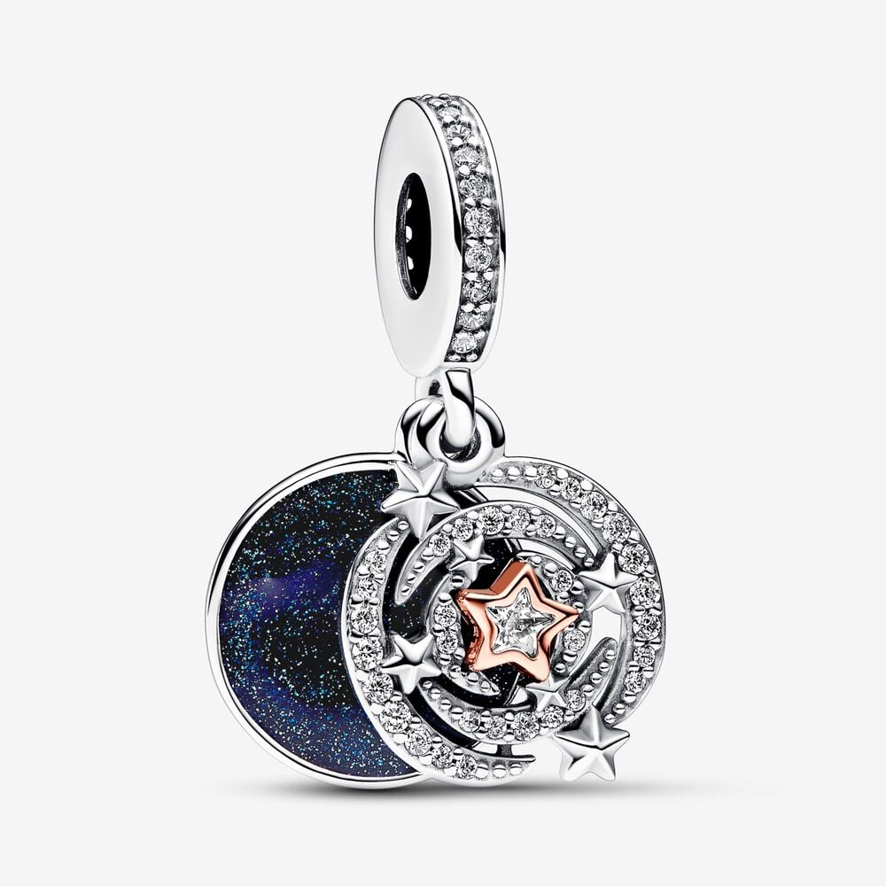 charm colgante pandora doble estrella fugaz en dos tonos 782975c01