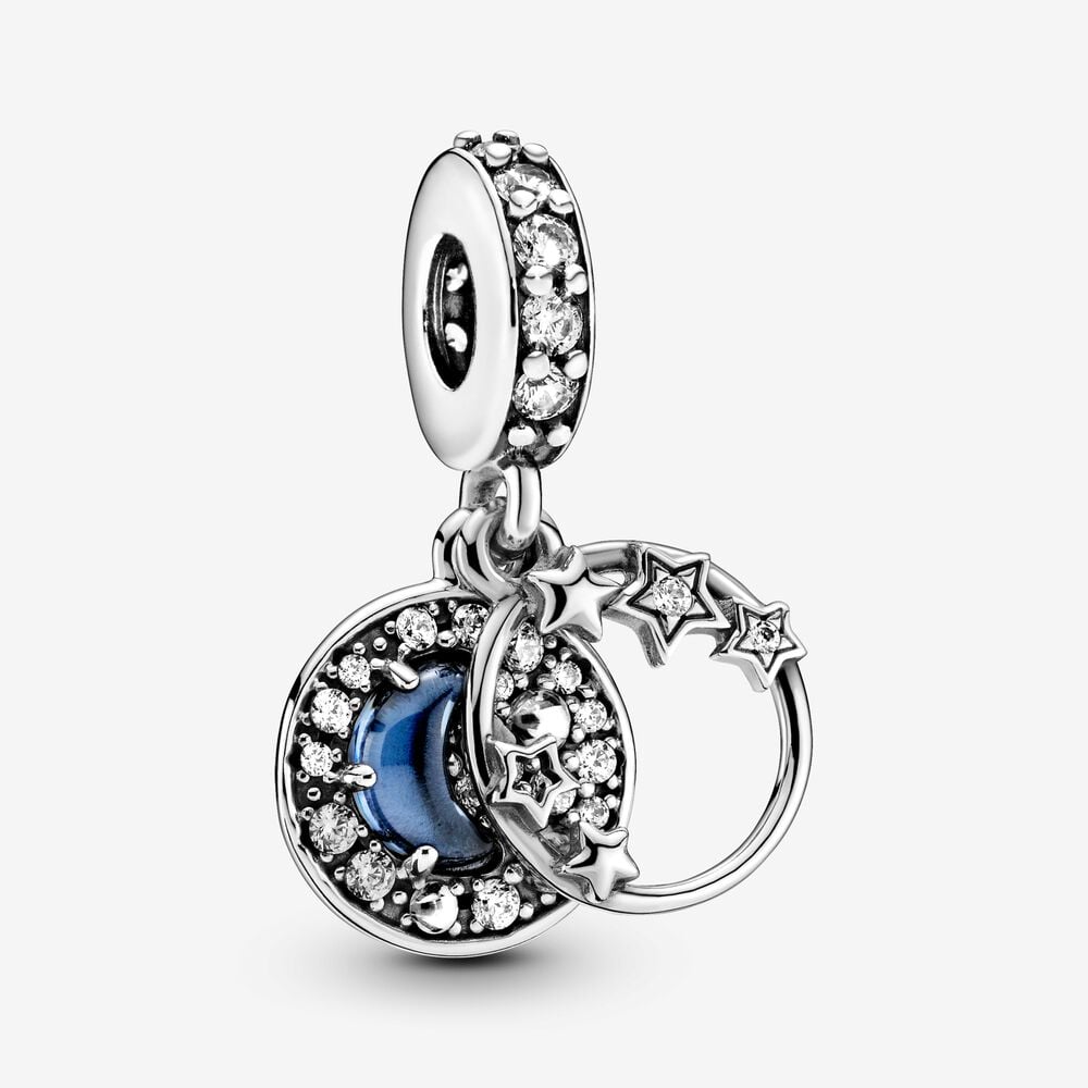 charm colgante pandora luna creciente y estrellas de cielo azul nocturno 799216c01