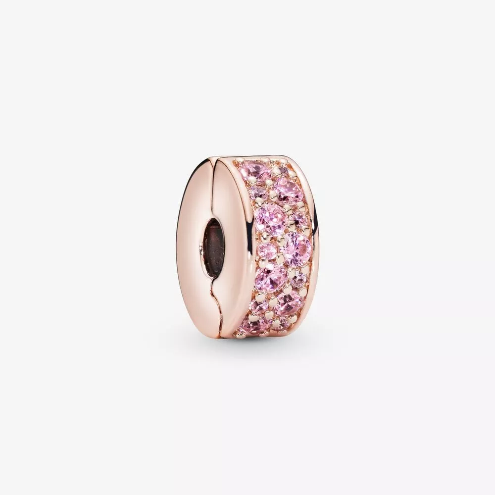 charm pandora de clip pavé rosa 781817pcz