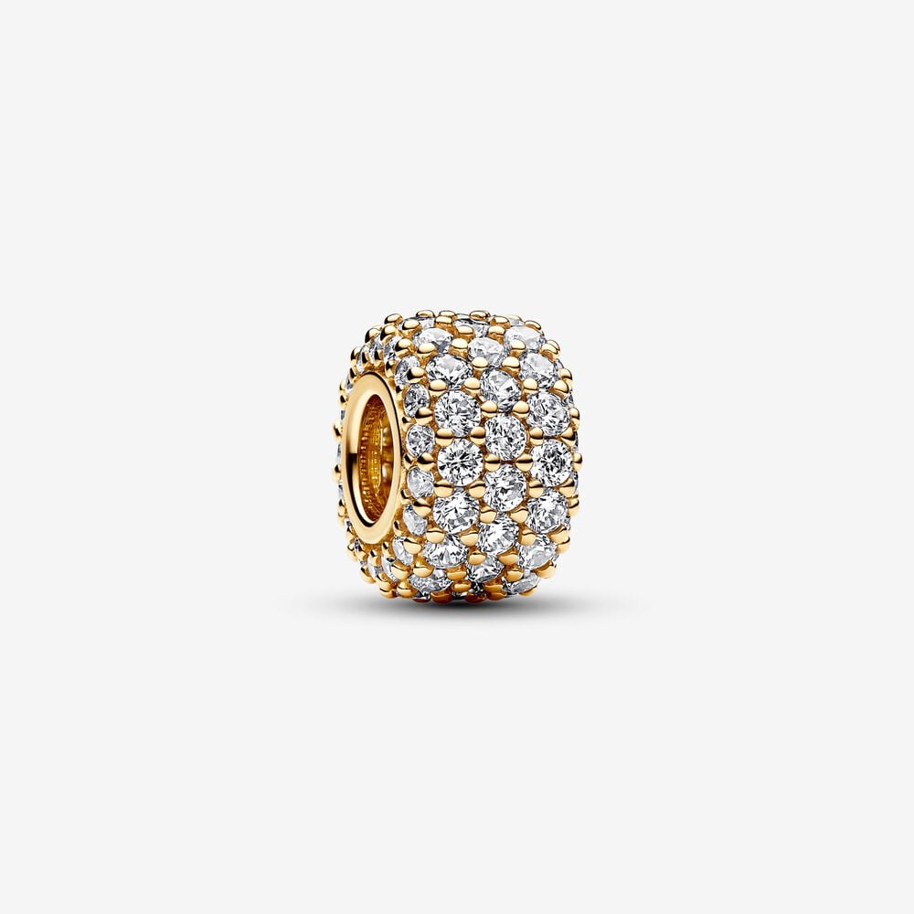 charm pandora triple fila brillante en pavé 762820c01