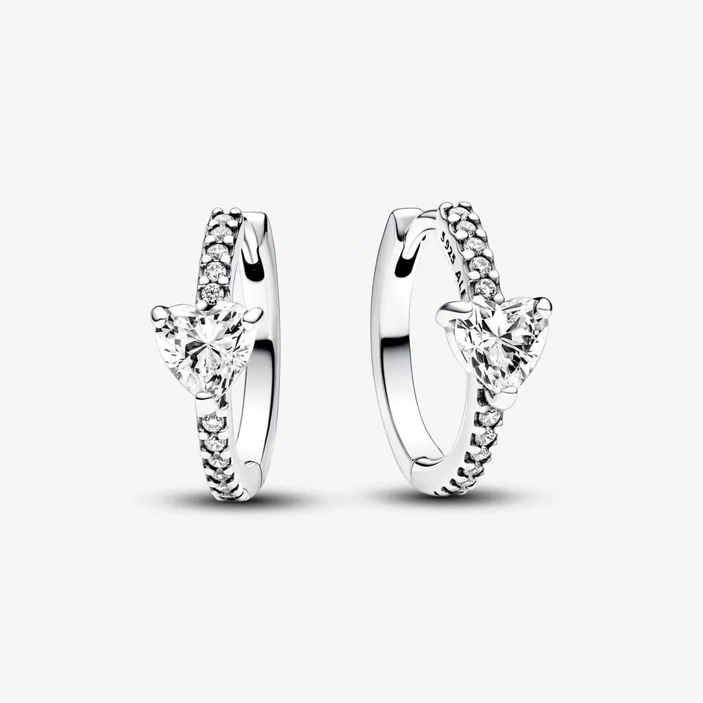 pendientes pandora de aro corazón brillante 293101c01