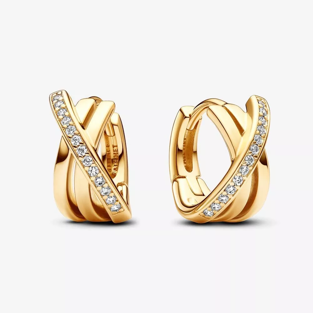 pendientes pandora de aro pavé cruzado 263150c01