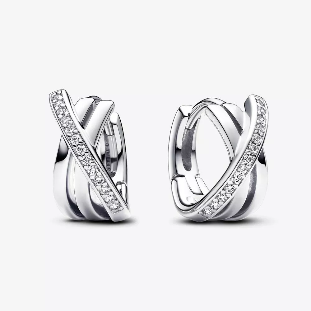 pendientes pandora de aro pavé cruzado 293150c01