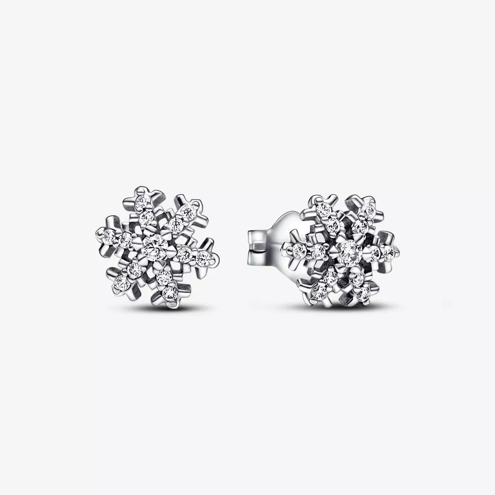 pendientes pandora de botón copo de nieve brillante 292370c01