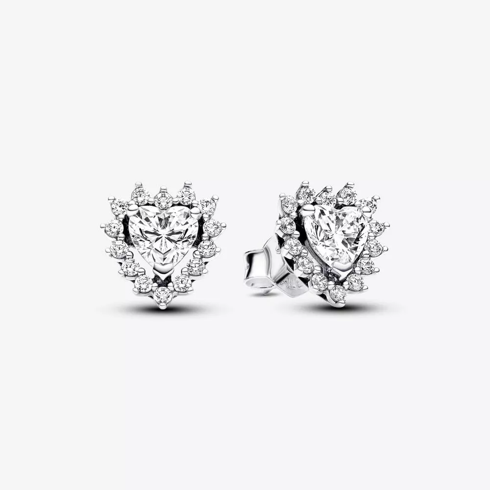 pendientes pandora de botón corazón halo brillante 293097c01