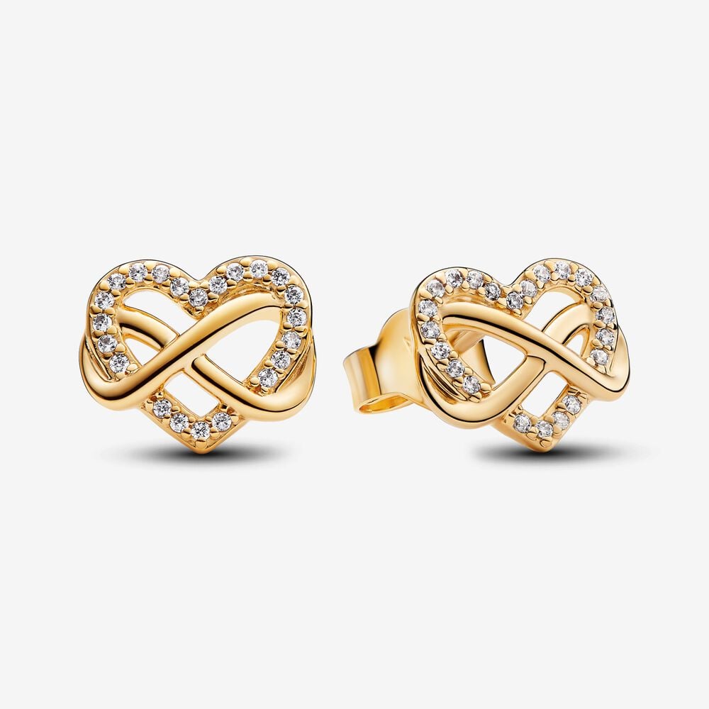 pendientes pandora de botón corazón infinito brillante 262667c01