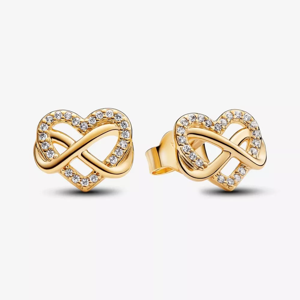 pendientes pandora de botón corazón infinito brillante 262667c01