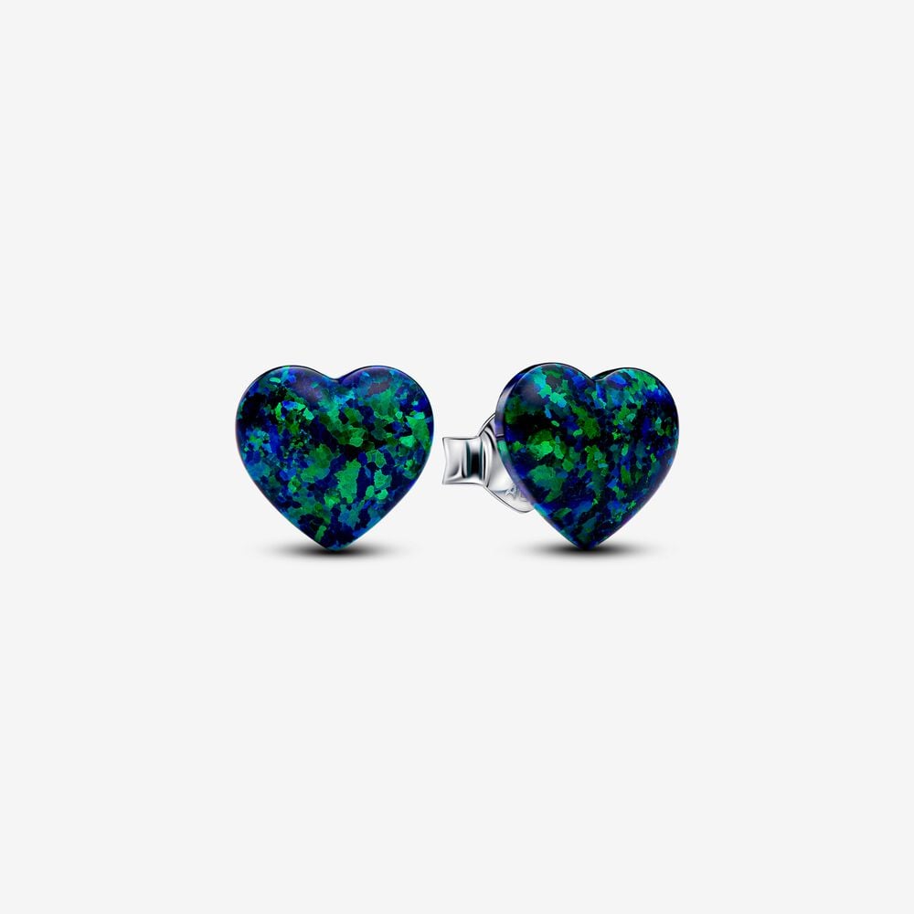 pendientes pandora de botón corazón verde opalescente 293356c01
