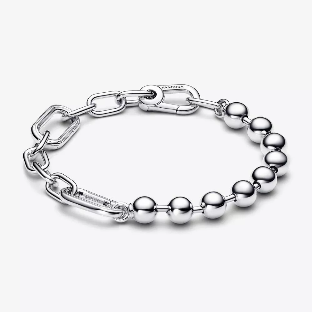 pulsera de eslabones link y cuentas metálicas pandora me 592793c00