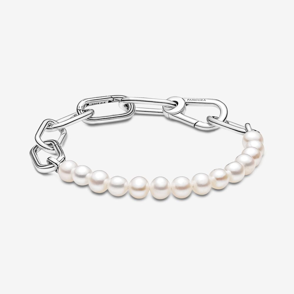 pulsera de eslabones link y perlas cultivadas de agua dulce pandora me 599694c01