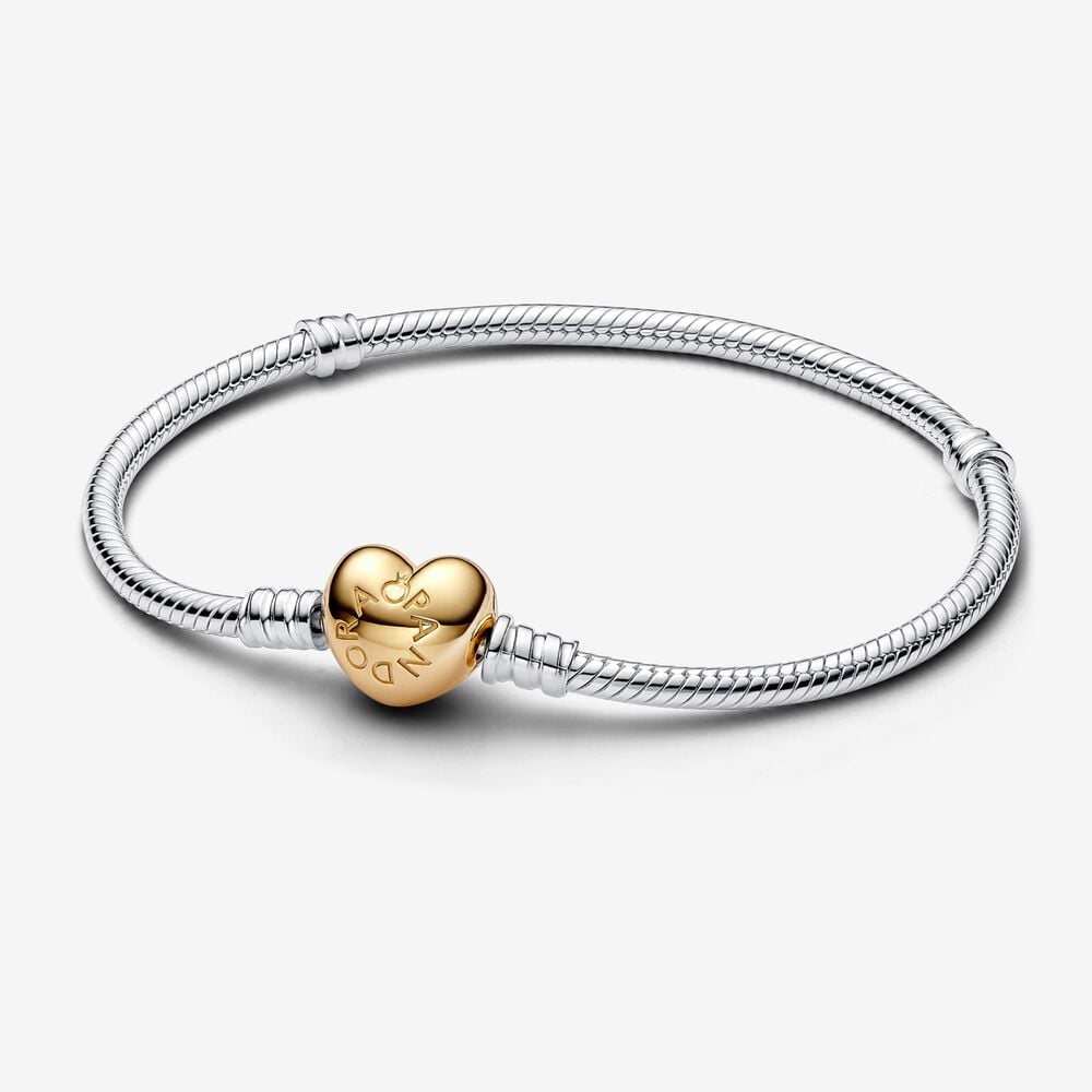 pulsera diseño cadena de serpiente broche corazón en pavé de pandora moments 568707c00