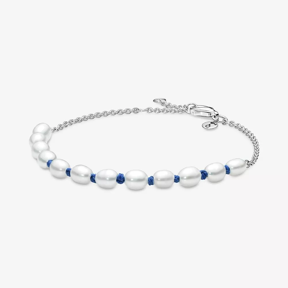 pulsera pandora cordón azul con perlas cultivadas de agua dulce 591689c01