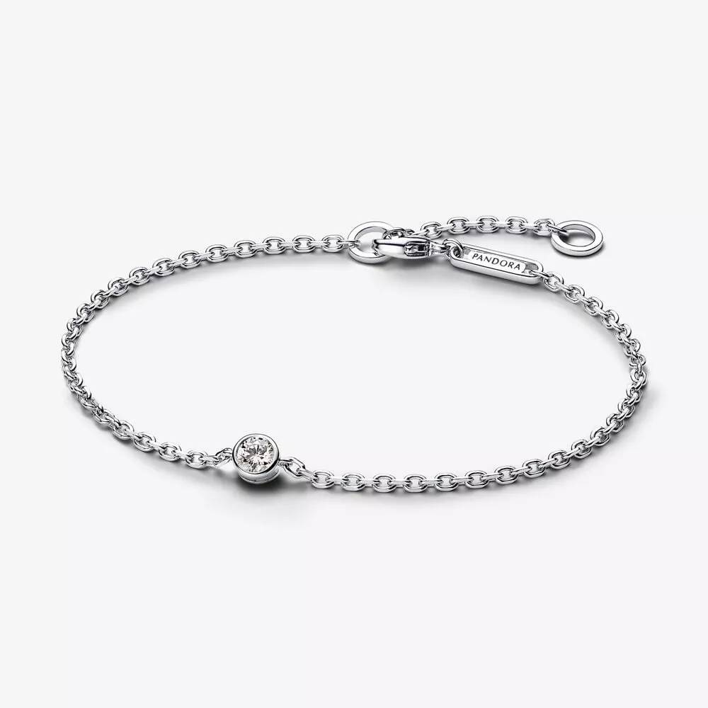pulsera pandora era con cadena de bisel y diamantes cultivados en laboratorio plata esterlina de 015 quilates en total 592847c0