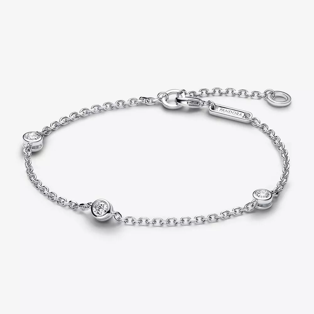 pulsera pandora era con cadena de eslabones de diamantes cultivados en laboratorio y bisel de 030 quilates en plata esterlina 5