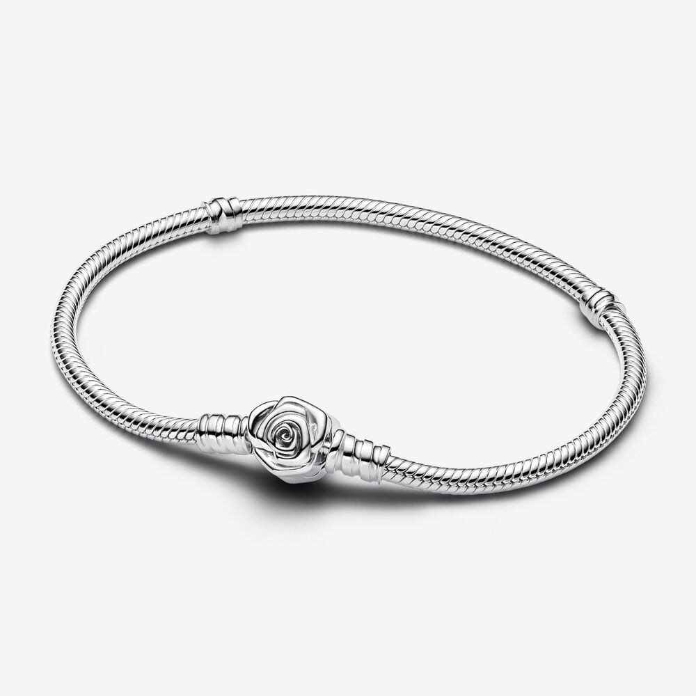 pulsera pandora moments cadena de serpiente con cierre rosa floreciendo 593211c00