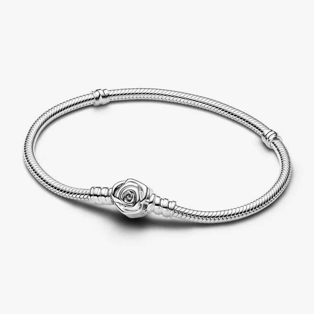 pulsera pandora moments cadena de serpiente con cierre rosa floreciendo 593211c00