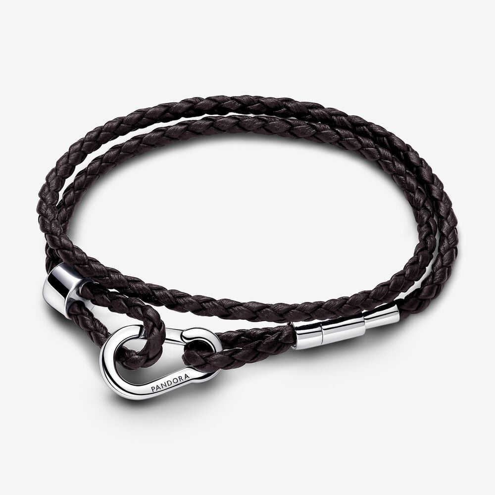 pulsera pandora moments en cuero trenzado doble marrón 593338c01