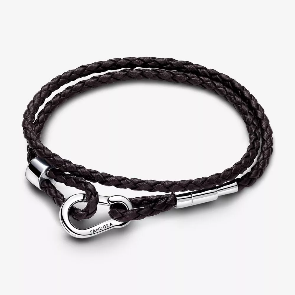 pulsera pandora moments en cuero trenzado doble marrón 593338c01