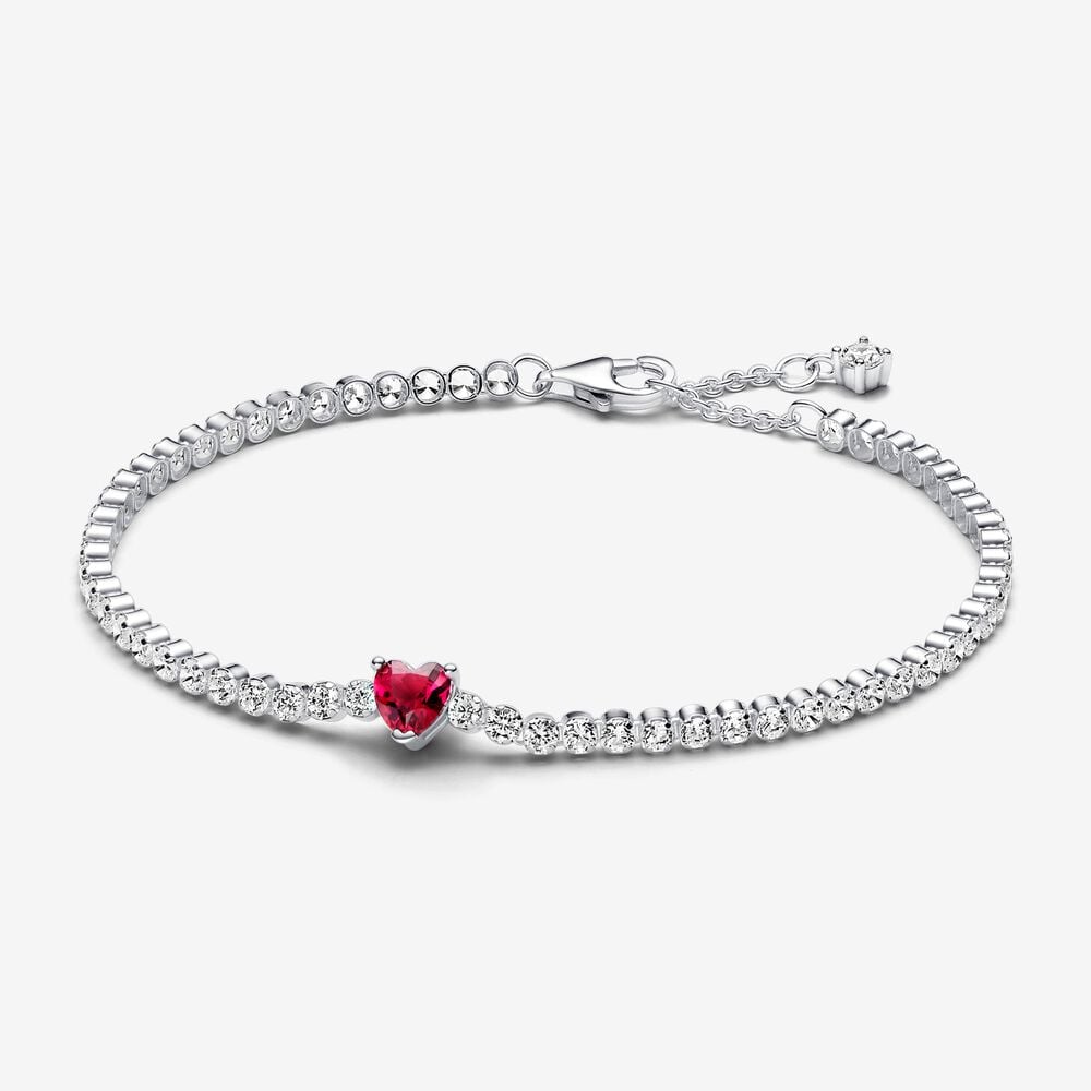 pulsera tenis pandora corazón brillante rojo 590041c02