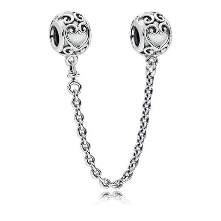 (imagen para) Cadena de seguridad en plata de ley Coraz&oacute;n Encantado - PANDORA