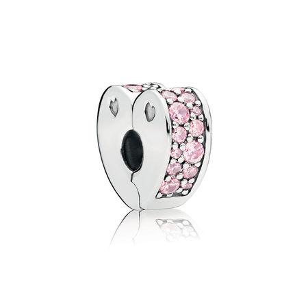 Clip en plata de ley Arco de Amor Brillante Rosa - PANDORA