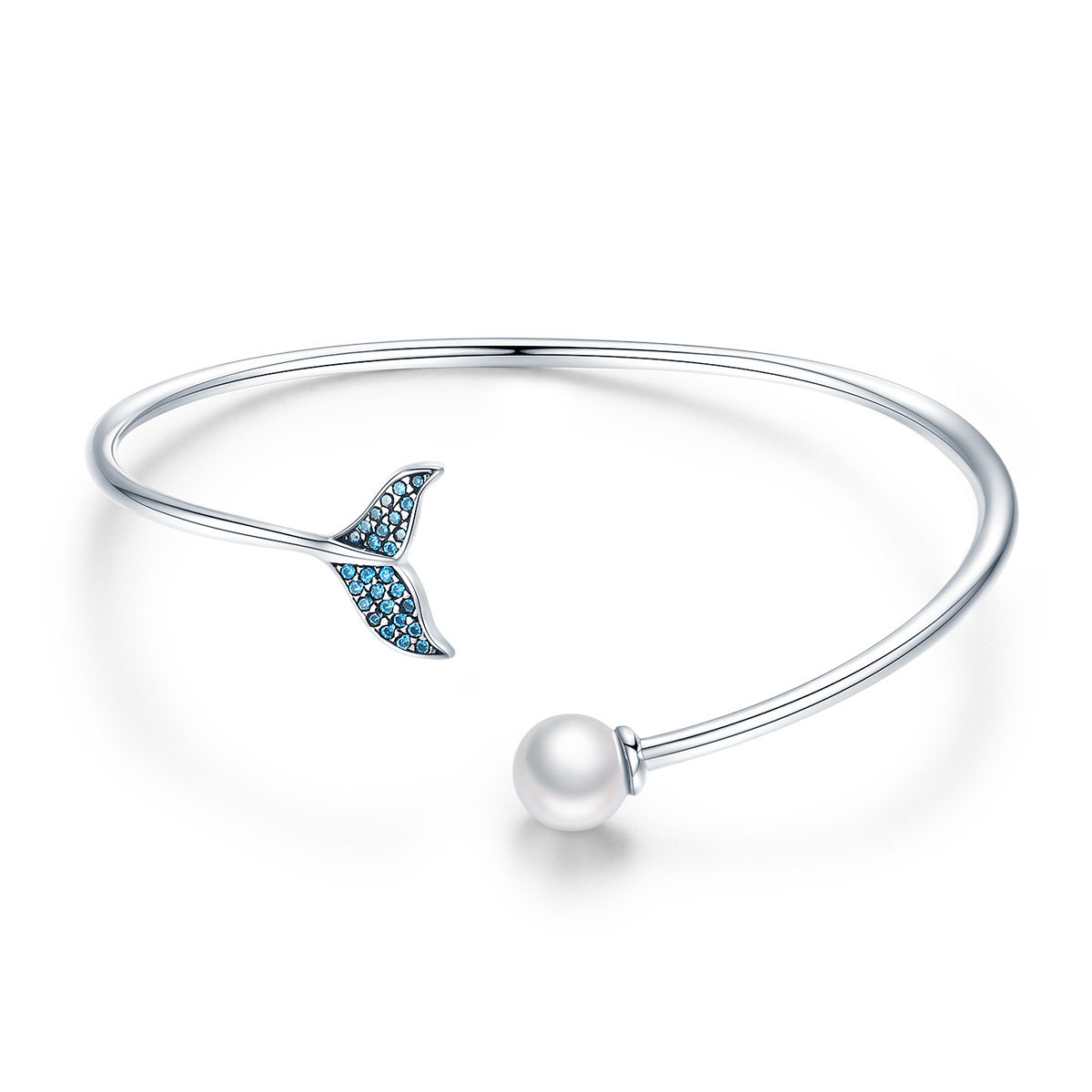 pulsera abierta de lágrima de sirena en plata de estilo pandora scb123