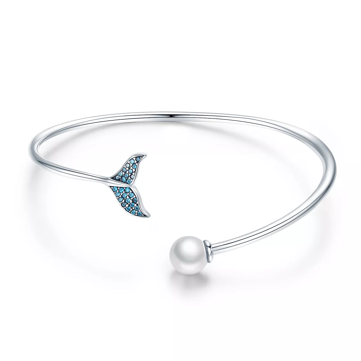 pulsera abierta de lágrima de sirena en plata de estilo pandora scb123