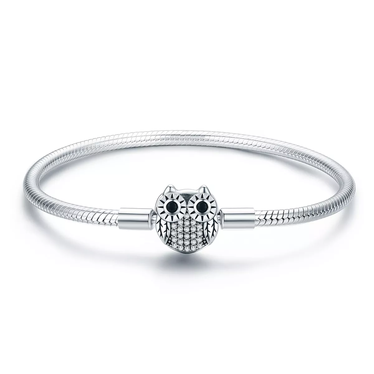pulsera de cadena de búho lindo de graduación en estilo pandora de plata scb067