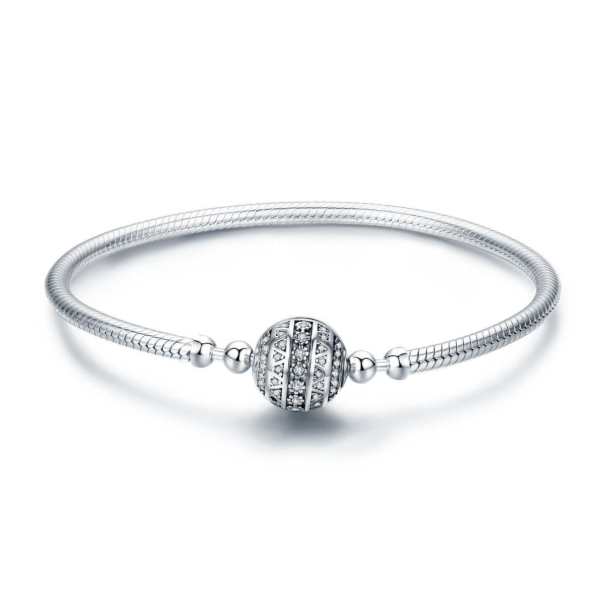 pulsera de cadena delicada estilo pandora en plata scb062