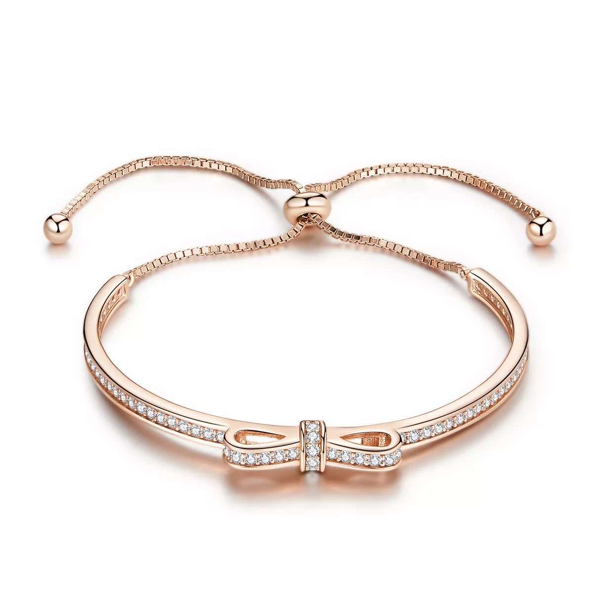 pulsera deslizante con cierre de lazo dulce en estilo pandora de oro rosa scb108 c