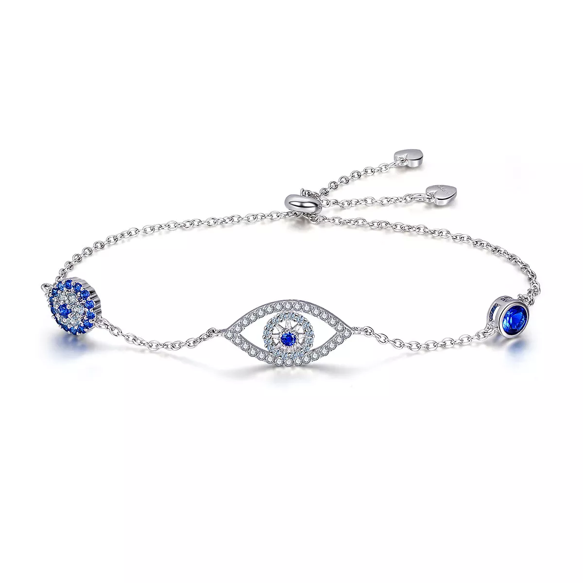 pulsera deslizante de cadena con ojo protector de estilo pandora en plata scb089
