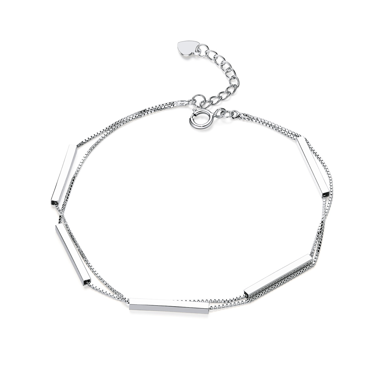 pulsera deslizante de cadena de geometría plateada al estilo pandora scb170