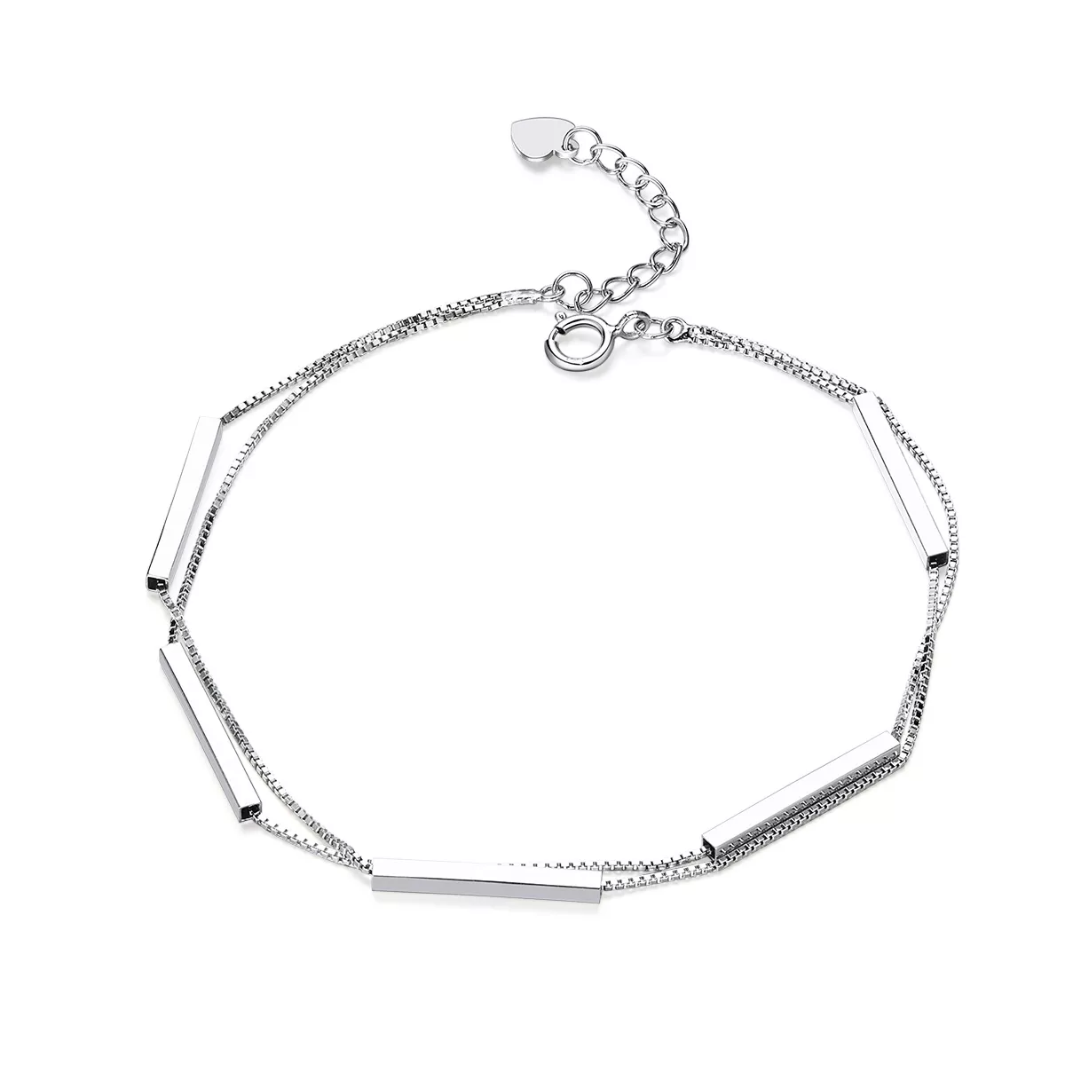 pulsera deslizante de cadena de geometría plateada al estilo pandora scb170