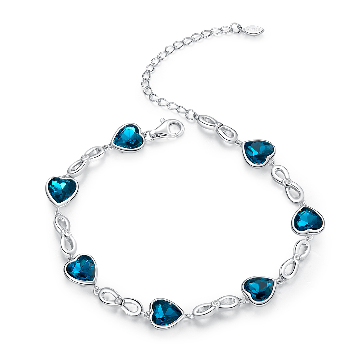 pulsera deslizante de cadena estilo pandora con corazón de mar de plata scb163