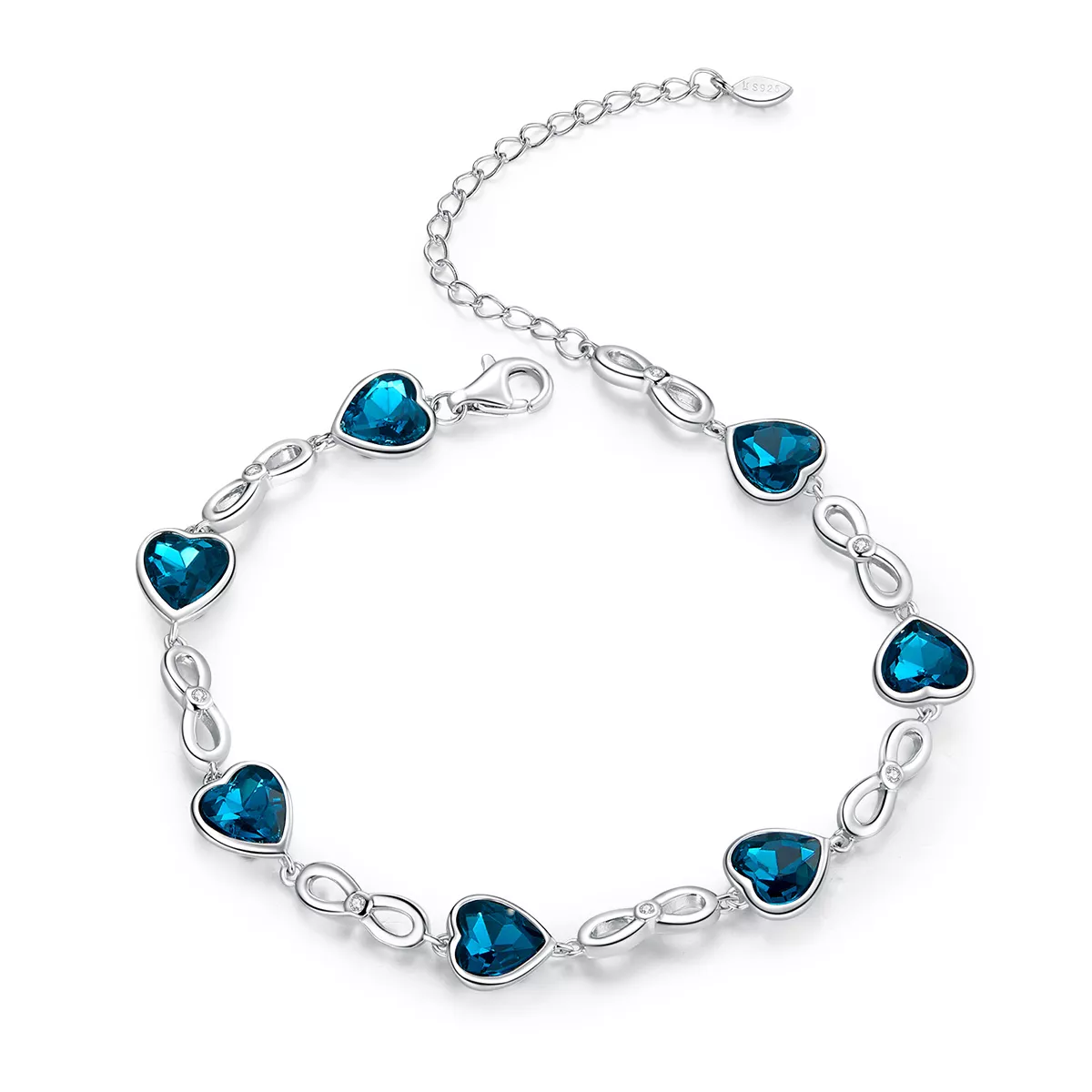 pulsera deslizante de cadena estilo pandora con corazón de mar de plata scb163