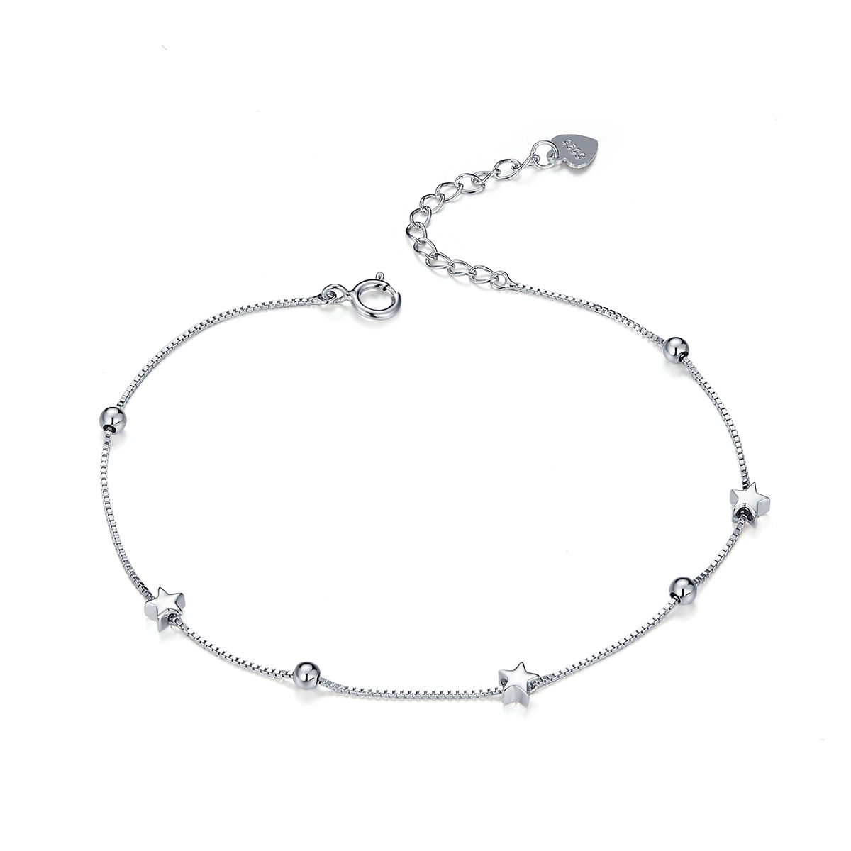 pulsera deslizante de cadena estilo pandora con estrella de plata scb171