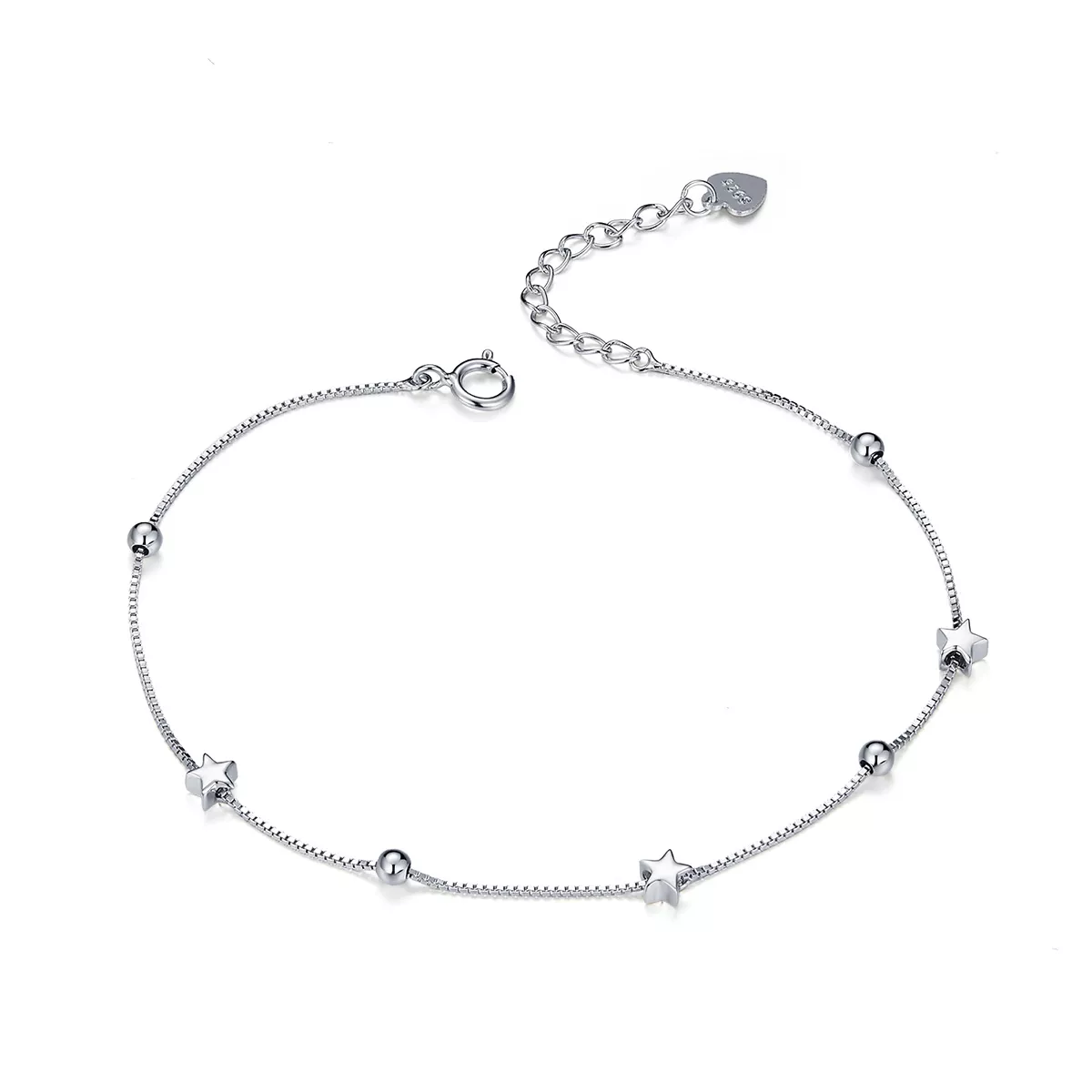 pulsera deslizante de cadena estilo pandora con estrella de plata scb171