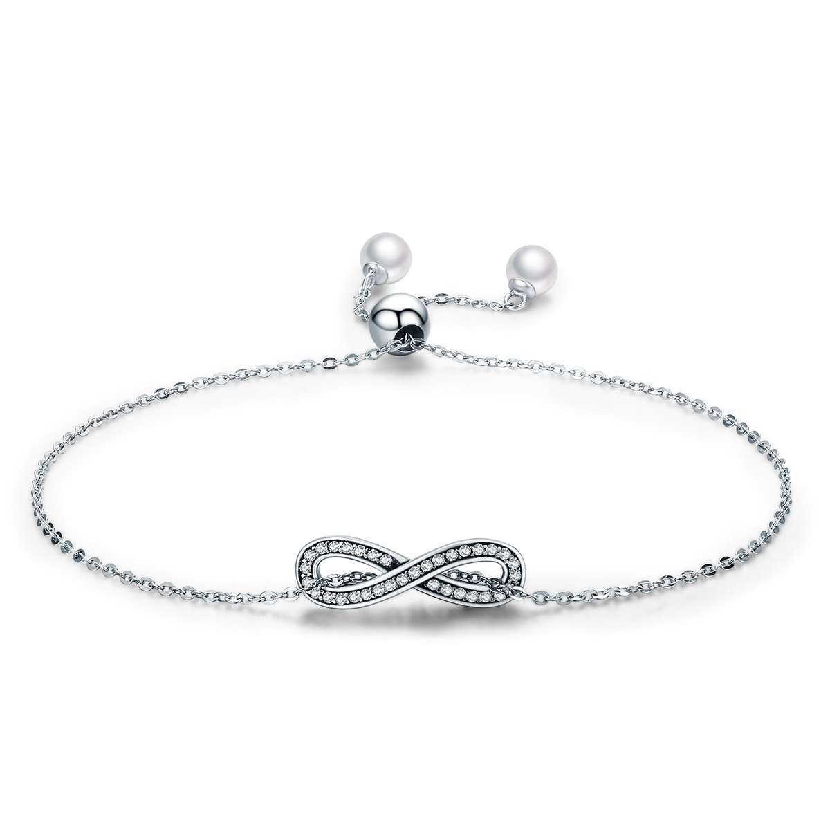 pulsera deslizante de cadena infinita de estilo pandora en plata scb056