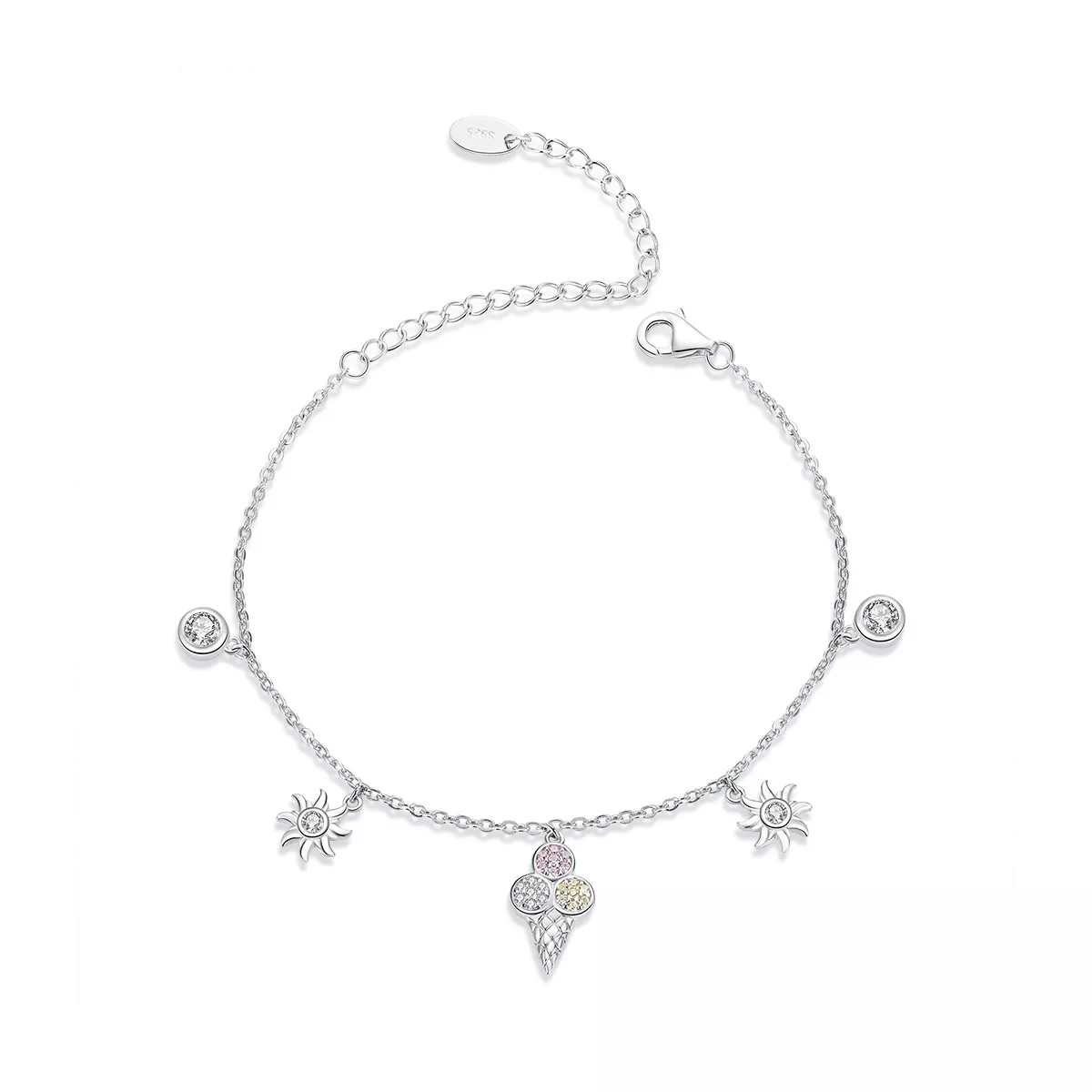 pulsera deslizante de cadena plateada estilo pandora con adorable helado scb139