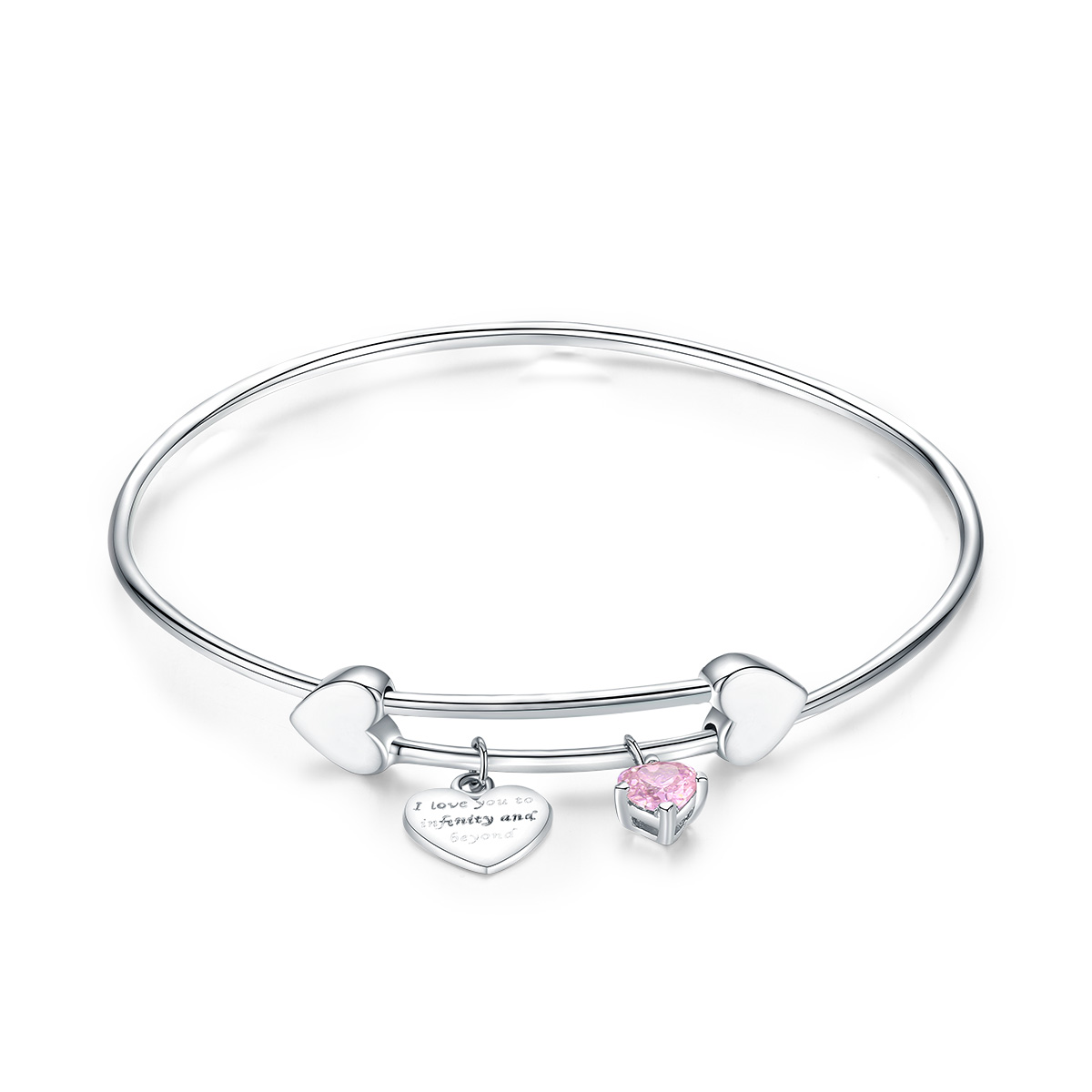 pulsera deslizante de estilo pandora en plata con encanto de promesa de amor entrelazado scb124