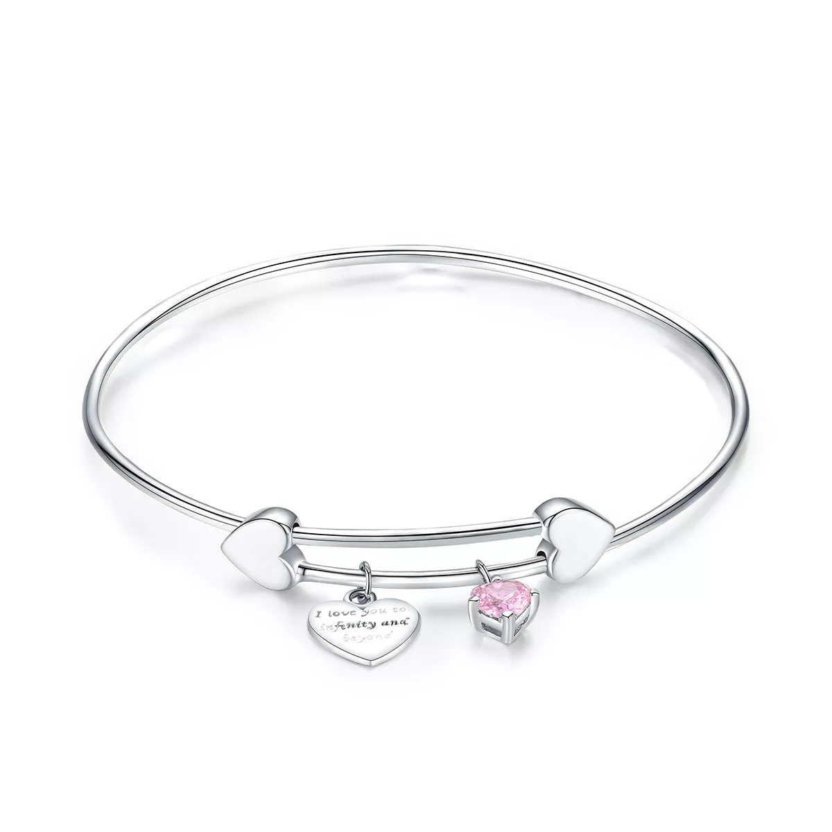 pulsera deslizante de estilo pandora en plata con encanto de promesa de amor entrelazado scb124