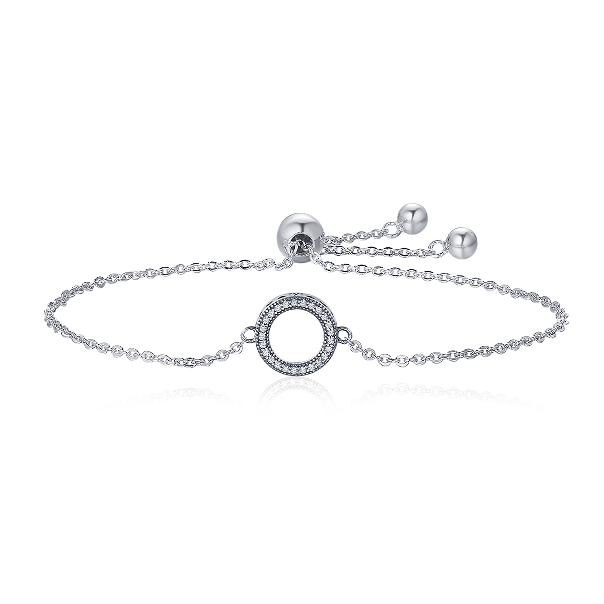 pulsera deslizante estilo pandora con halo plateado scb030