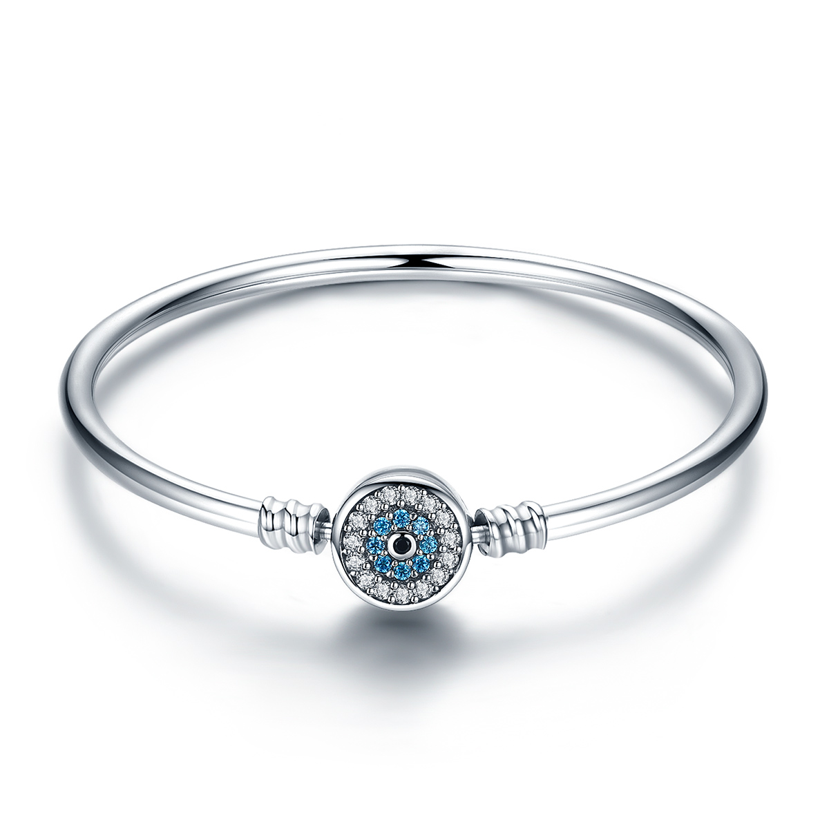 pulsera estilo pandora en plata con circonia cúbica y ojo protector scb012
